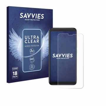 Face avant d’un emballage produit avec le logo de la marque Savvies. À côté, l’appareil TCL 403 est représenté avec la protect