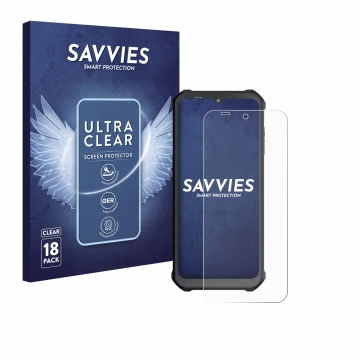Face avant d’un emballage produit avec le logo de la marque Savvies. À côté, l’appareil Sonim XP400 est représenté avec la pro
