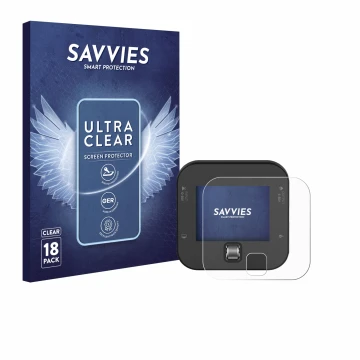 Face avant d’un emballage produit avec le logo de la marque Savvies. À côté, l’appareil ISDT Q6 Retro est représenté avec la p