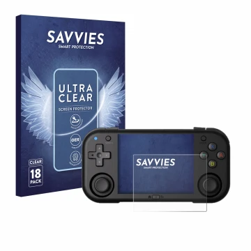 Face avant d’un emballage produit avec le logo de la marque Savvies. À côté, l’appareil Magicx Mini Zero 28 est représenté ave