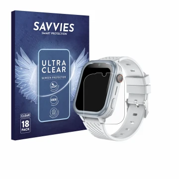 Face avant d’un emballage produit avec le logo de la marque Savvies. À côté, l’appareil DDIOYIUR Smartwatch est représenté ave