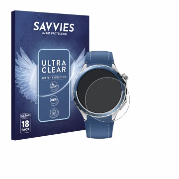 Face avant d’un emballage produit avec le logo de la marque Savvies. À côté, l’appareil Oppo Watch X2 est représenté avec la p