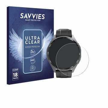Face avant d’un emballage produit avec le logo de la marque Savvies. À côté, l’appareil Hama Smartwatch 7010 est représenté av