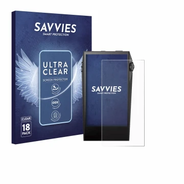 Face avant d’un emballage produit avec le logo de la marque Savvies. À côté, l’appareil Astell&Kern SP3000M est représenté ave