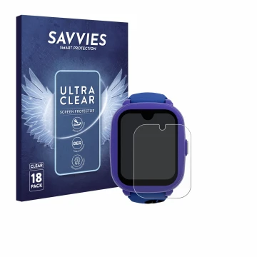 Face avant d’un emballage produit avec le logo de la marque Savvies. À côté, l’appareil SaveFamily Iconic Plus 2 4G est représ