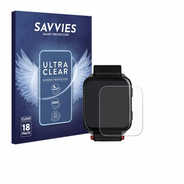 Face avant d’un emballage produit avec le logo de la marque Savvies. À côté, l’appareil Garmin Venu X1 est représenté avec la 