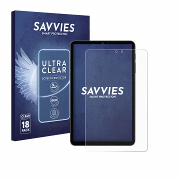 Face avant d’un emballage produit avec le logo de la marque Savvies. À côté, l’appareil Alldocube iPlay 70 mini Pro est représ