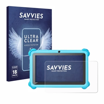 Face avant d’un emballage produit avec le logo de la marque Savvies. À côté, l’appareil zcobro KIDS710 7