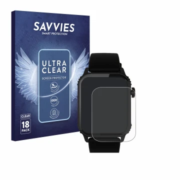 Face avant d’un emballage produit avec le logo de la marque Savvies. À côté, l’appareil TRAUSI TG08 1.83