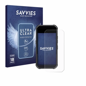 Face avant d’un emballage produit avec le logo de la marque Savvies. À côté, l’appareil SkyCaddie Pro 5X est représenté avec l