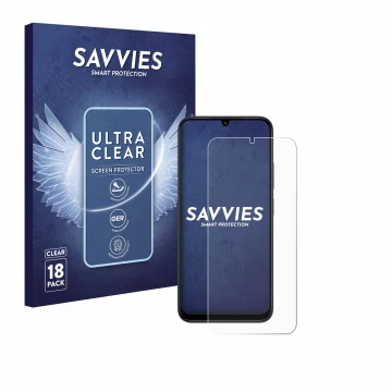 Face avant d’un emballage produit avec le logo de la marque Savvies. À côté, l’appareil Xiaomi Redmi 15C 4G est représenté ave