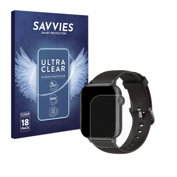 Face avant d’un emballage produit avec le logo de la marque Savvies. À côté, l’appareil Aseeyirj G136 1.92