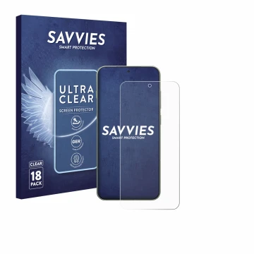 Face avant d’un emballage produit avec le logo de la marque Savvies. À côté, l’appareil OnePlus 13T est représenté avec la pro