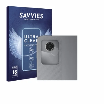 Face avant d’un emballage produit avec le logo de la marque Savvies. À côté, l’appareil Lenovo Tab M11 (Caméra UNIQUEMENT) est