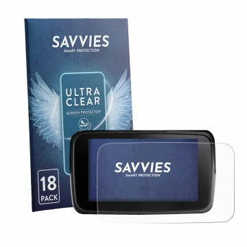 Face avant d’un emballage produit avec le logo de la marque Savvies. À côté, l’appareil Kymco CV3 575 2026 est représenté avec