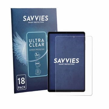 Face avant d’un emballage produit avec le logo de la marque Savvies. À côté, l’appareil Alldocube iPlay 80 mini Ultra est repr