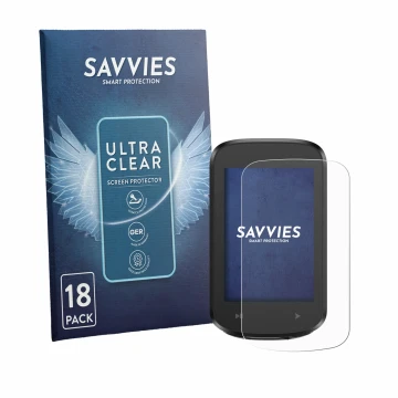 Face avant d’un emballage produit avec le logo de la marque Savvies. À côté, l’appareil iGPSPORT BSC100MAX est représenté avec
