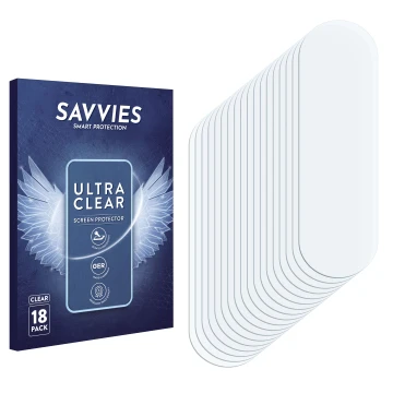 Face avant d’un emballage produit avec le logo de la marque Savvies. À côté se trouve la protection d’écran correspondante.