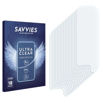 Face avant d’un emballage produit avec le logo de la marque Savvies. À côté se trouve la protection d’écran correspondante.