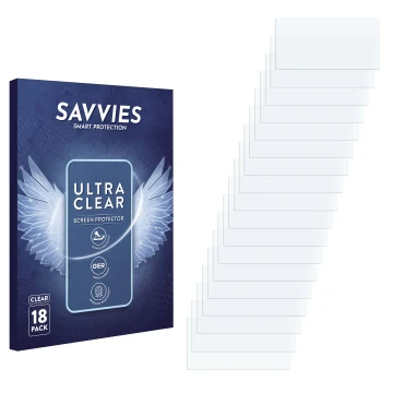 Face avant d’un emballage produit avec le logo de la marque Savvies. À côté se trouve la protection d’écran correspondante.