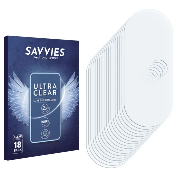 Face avant d’un emballage produit avec le logo de la marque Savvies. À côté se trouve la protection d’écran correspondante.
