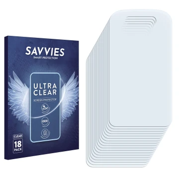 Face avant d’un emballage produit avec le logo de la marque Savvies. À côté se trouve la protection d’écran correspondante.