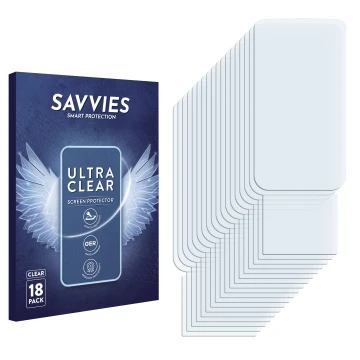 Face avant d’un emballage produit avec le logo de la marque Savvies. À côté se trouve la protection d’écran correspondante.