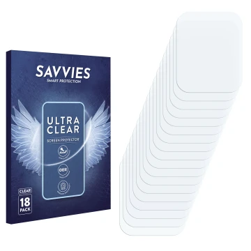 Face avant d’un emballage produit avec le logo de la marque Savvies. À côté se trouve la protection d’écran correspondante.