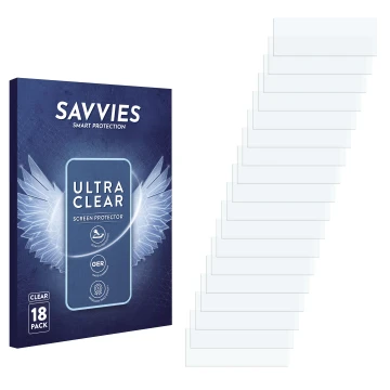 Face avant d’un emballage produit avec le logo de la marque Savvies. À côté se trouve la protection d’écran correspondante.