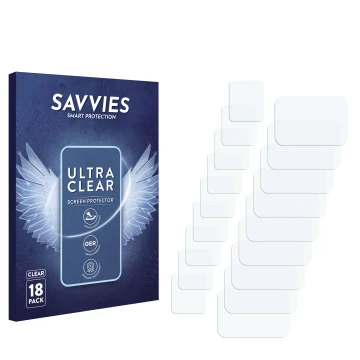 Face avant d’un emballage produit avec le logo de la marque Savvies. À côté se trouve la protection d’écran correspondante.