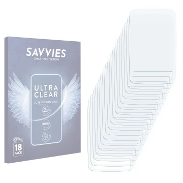 Face avant d’un emballage produit avec le logo de la marque Savvies. À côté se trouve la protection d’écran correspondante.