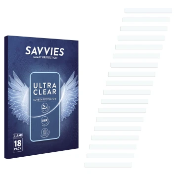 Face avant d’un emballage produit avec le logo de la marque Savvies. À côté se trouve la protection d’écran correspondante.
