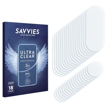 Face avant d’un emballage produit avec le logo de la marque Savvies. À côté se trouve la protection d’écran correspondante.