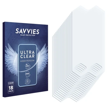 Face avant d’un emballage produit avec le logo de la marque Savvies. À côté se trouve la protection d’écran correspondante.