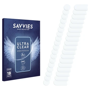 Face avant d’un emballage produit avec le logo de la marque Savvies. À côté se trouve la protection d’écran correspondante.