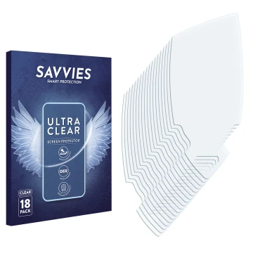 Face avant d’un emballage produit avec le logo de la marque Savvies. À côté se trouve la protection d’écran correspondante.