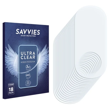 Face avant d’un emballage produit avec le logo de la marque Savvies. À côté se trouve la protection d’écran correspondante.
