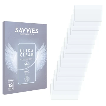 Face avant d’un emballage produit avec le logo de la marque Savvies. À côté se trouve la protection d’écran correspondante.