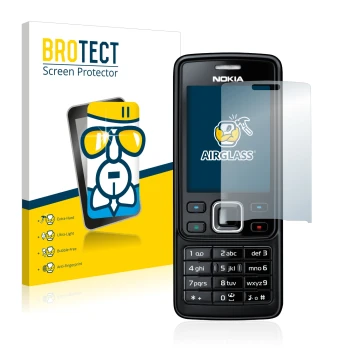 Face avant d’un emballage produit avec le logo de la marque BROTECT. À côté, l’appareil Nokia 6300 2007 est représenté avec la
