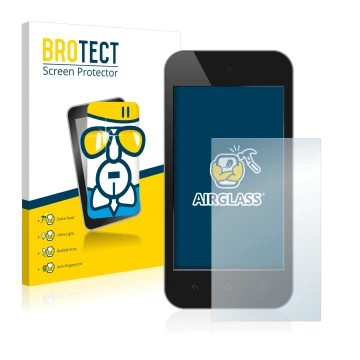 Face avant d’un emballage produit avec le logo de la marque BROTECT. À côté, l’appareil est représenté avec la protection d’éc