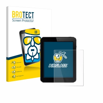 Face avant d’un emballage produit avec le logo de la marque BROTECT. À côté, l’appareil est représenté avec la protection d’éc