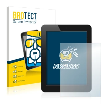 Face avant d’un emballage produit avec le logo de la marque BROTECT. À côté, l’appareil est représenté avec la protection d’éc