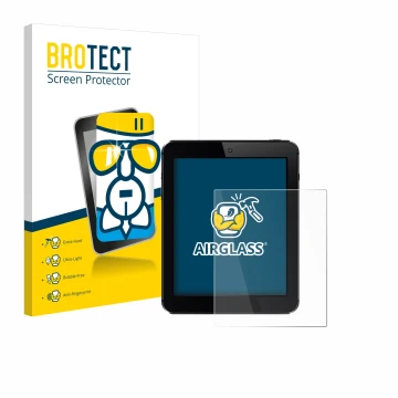 Face avant d’un emballage produit avec le logo de la marque BROTECT. À côté, l’appareil est représenté avec la protection d’éc