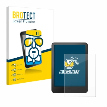 Face avant d’un emballage produit avec le logo de la marque BROTECT. À côté, l’appareil Amazon Kindle Paperwhite 2012 est repr