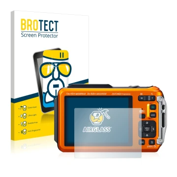 Face avant d’un emballage produit avec le logo de la marque BROTECT. À côté, l’appareil Panasonic Lumix DMC-FT5 est représenté