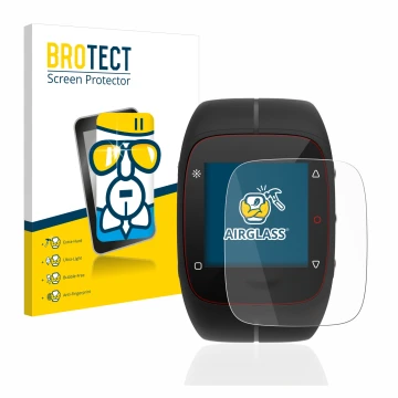 Face avant d’un emballage produit avec le logo de la marque BROTECT. À côté, l’appareil Polar M400 est représenté avec la prot