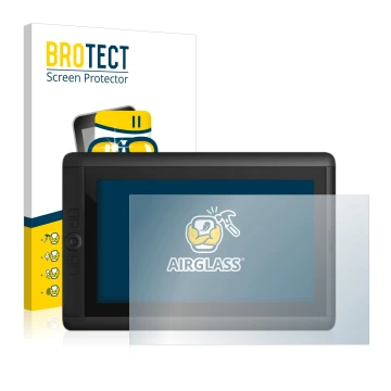 Face avant d’un emballage produit avec le logo de la marque BROTECT. À côté, l’appareil Wacom Cintiq 13 HD est représenté avec