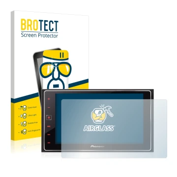 Face avant d’un emballage produit avec le logo de la marque BROTECT. À côté, l’appareil Pioneer SPH-DA120 est représenté avec 