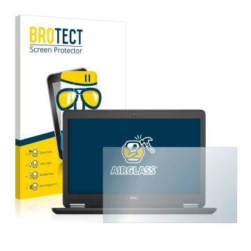 Face avant d’un emballage produit avec le logo de la marque BROTECT. À côté, l’appareil Dell Latitude 14 E7450 Non-Touch est r