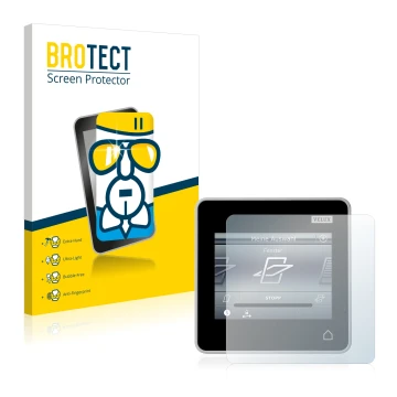 Face avant d’un emballage produit avec le logo de la marque BROTECT. À côté, l’appareil Velux Integra Control Pad KLR 200 est 